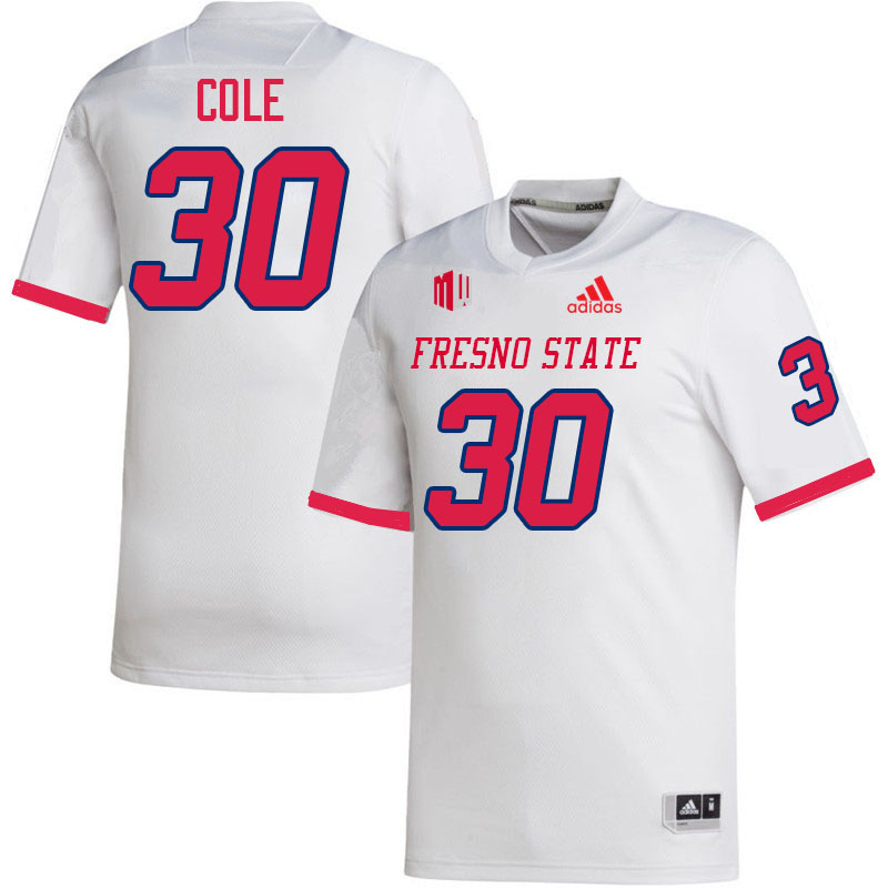 Men #30 Camrin Cole Fresno State Bulldogs College Football Jerseys Stitched-White